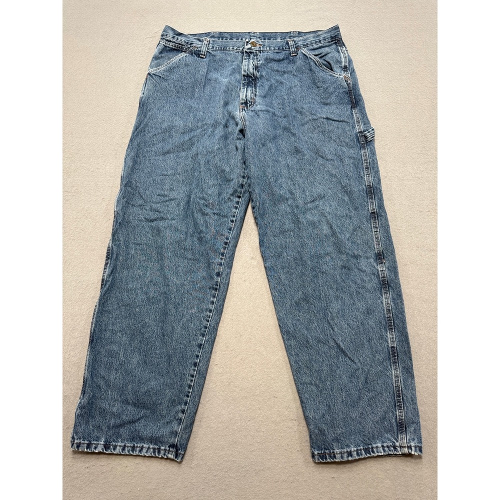 Wrangler Carpenter Jeans Men's 38x30 Blue Denim Relaxed Straight Leg High Rise